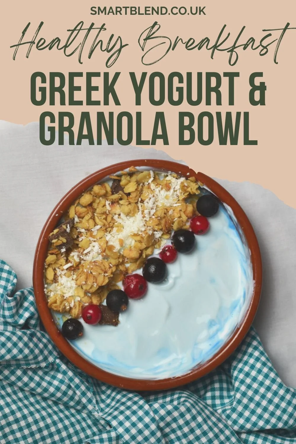 Blue Greek Yogurt and Granola bowl